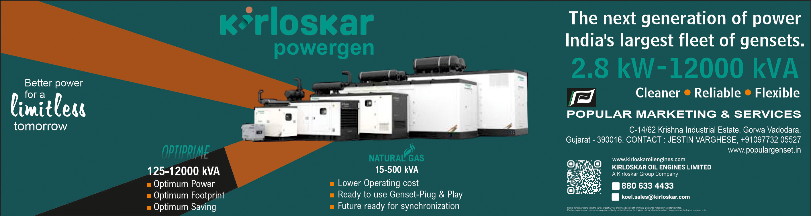 kirloskar dg set dealer in baroda